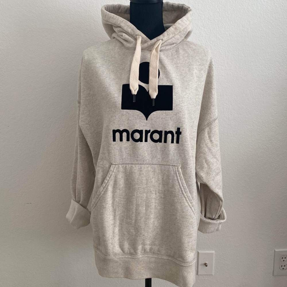 Isabel Marant Cream Logo Hoodie with Black Print